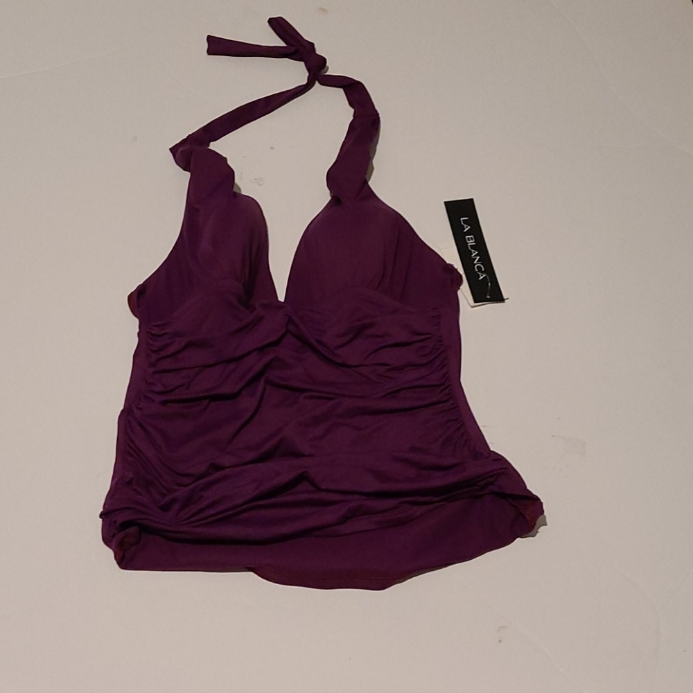 Size 6 NWT LA Blanca purple padded swim top.